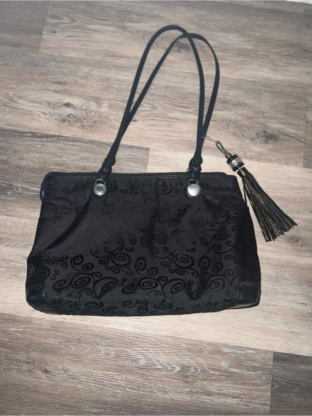 Brighton Mevelyn Jacquard Black Tote Shoulder Handbag